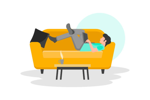 Download Illustration of Working with a Laptop - Illustration Collection