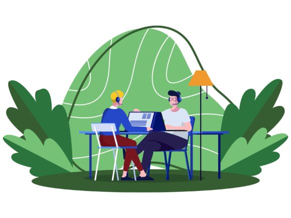 Download Green Flat Illustration Working on Group - Illustration Collection