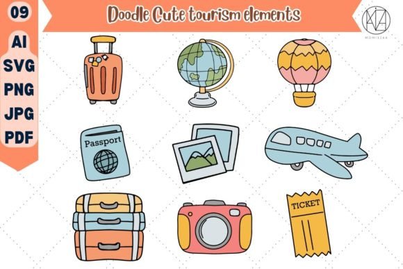 Download Doodle Tourism Elements Illustration SVG - Illustration Collection