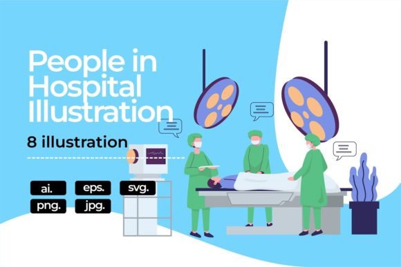 Download Activity at Hospital Flat Illustration - Illustration Collection