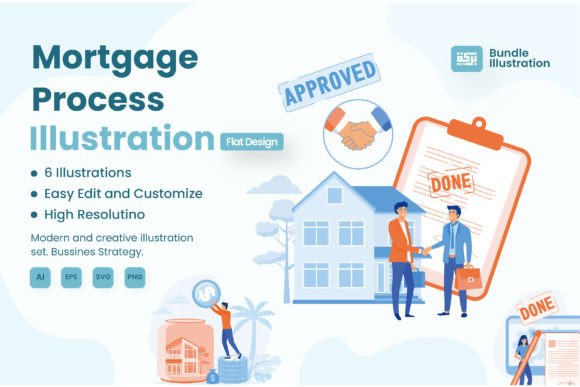 Download Mortgage Process Set Bundle Illustration - Illustration Collection