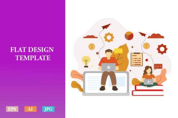 Download Flat Illustrationof Freelancer Male and - Illustration Collection