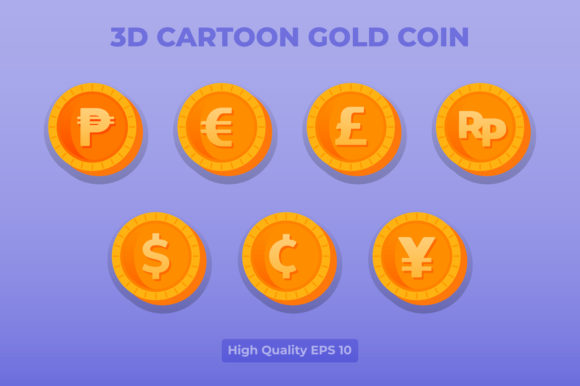 Download 3d Cartoon Gold Coin Currency Pack - Currency Collection