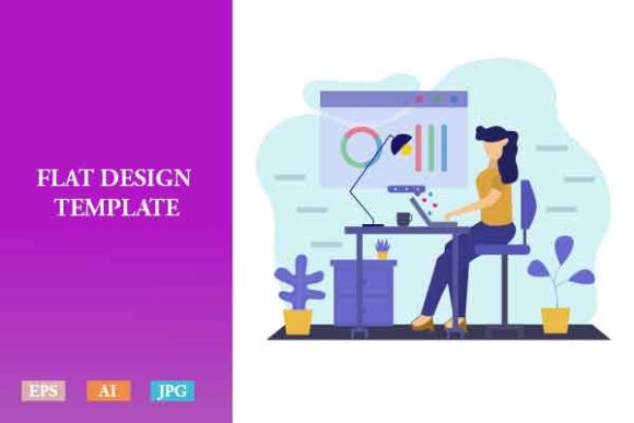 Download Flat Illustration Freelancer Woman V3 - Illustration Collection