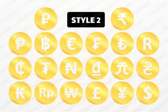 Download Popular Gold Coin with Currency Sign Set - Currency Collection