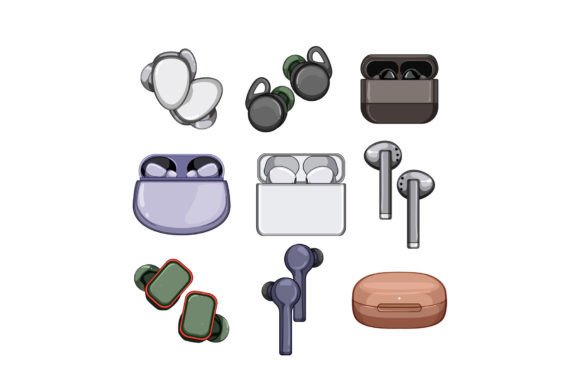 Download Headphones Wireless Set Cartoon Vector I - Wireless Collection